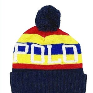 Polo Ralph Lauren Striped Knit Beanie With Pom Pom